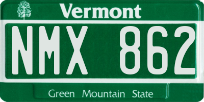 VT license plate NMX862
