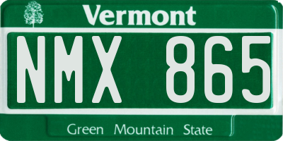 VT license plate NMX865