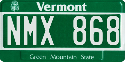 VT license plate NMX868