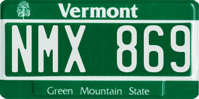 VT license plate NMX869