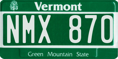 VT license plate NMX870