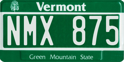 VT license plate NMX875