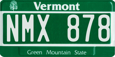 VT license plate NMX878