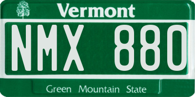 VT license plate NMX880