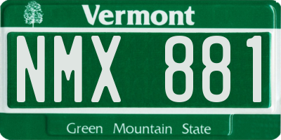 VT license plate NMX881