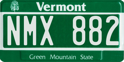 VT license plate NMX882