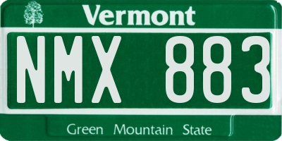 VT license plate NMX883