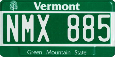 VT license plate NMX885