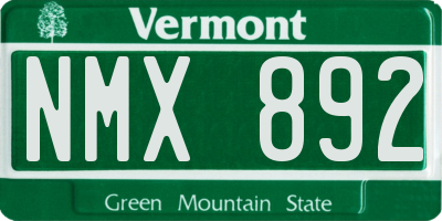 VT license plate NMX892
