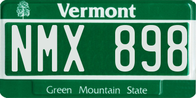 VT license plate NMX898