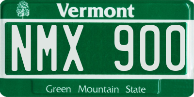 VT license plate NMX900