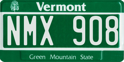 VT license plate NMX908