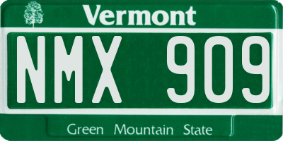 VT license plate NMX909