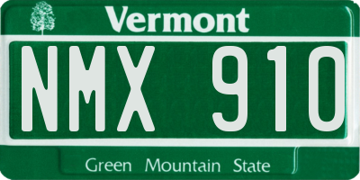 VT license plate NMX910
