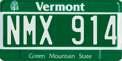 VT license plate NMX914