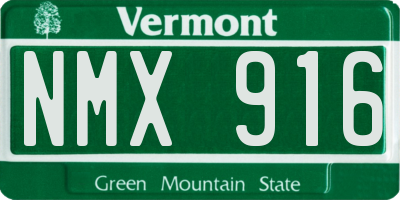 VT license plate NMX916