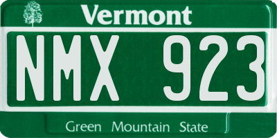 VT license plate NMX923