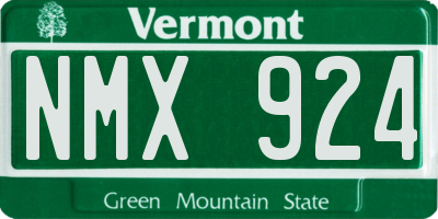 VT license plate NMX924