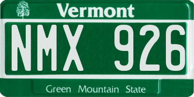 VT license plate NMX926