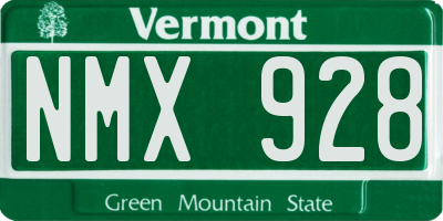 VT license plate NMX928