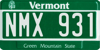 VT license plate NMX931