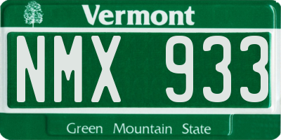 VT license plate NMX933