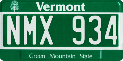 VT license plate NMX934
