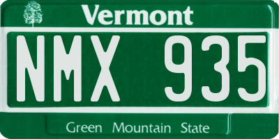 VT license plate NMX935