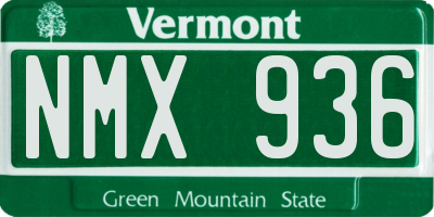 VT license plate NMX936