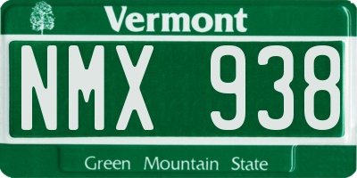 VT license plate NMX938