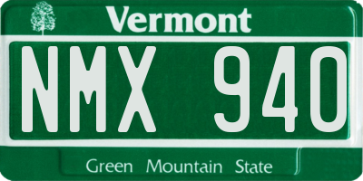 VT license plate NMX940
