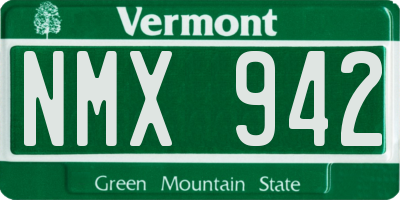 VT license plate NMX942