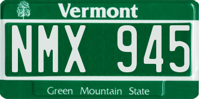 VT license plate NMX945