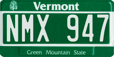 VT license plate NMX947