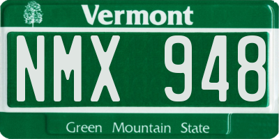 VT license plate NMX948