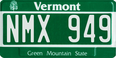 VT license plate NMX949