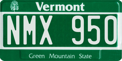 VT license plate NMX950