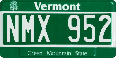 VT license plate NMX952