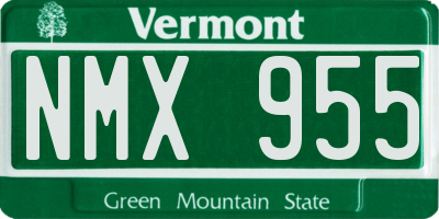 VT license plate NMX955