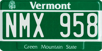 VT license plate NMX958