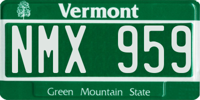 VT license plate NMX959