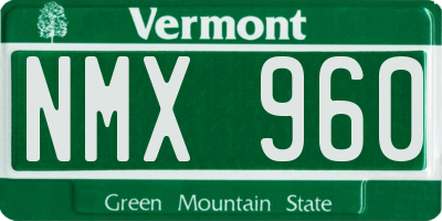 VT license plate NMX960
