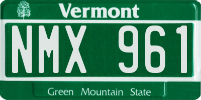 VT license plate NMX961