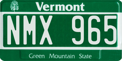 VT license plate NMX965