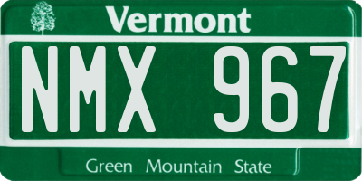 VT license plate NMX967