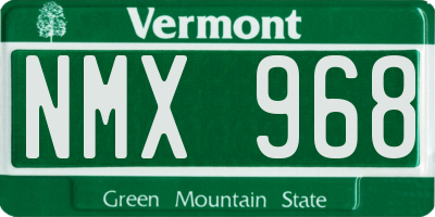 VT license plate NMX968