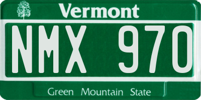VT license plate NMX970
