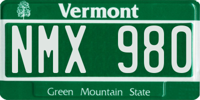 VT license plate NMX980