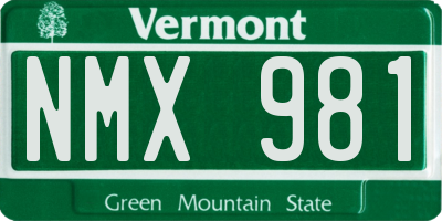 VT license plate NMX981