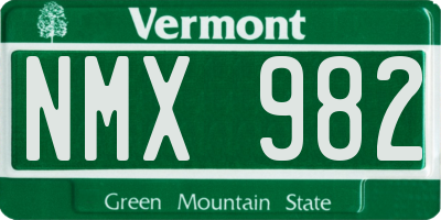 VT license plate NMX982
